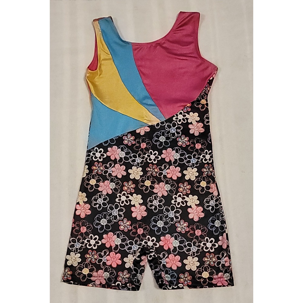 Jacques Moret Dance Gymnastics Leotard/Biketard Floral Girls Size 10/12 EU 150